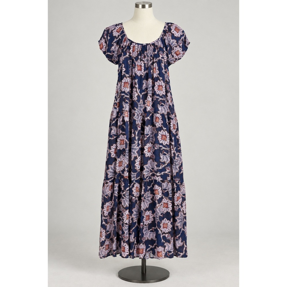 Knox Rose Floral Tiered Maxi Dress Women S Navy Blue Boho Cottagecore Garden